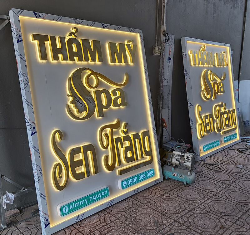 Mẫu Bảng Hiệu Chữ Nổi Inox Vàng Gương Đẹp