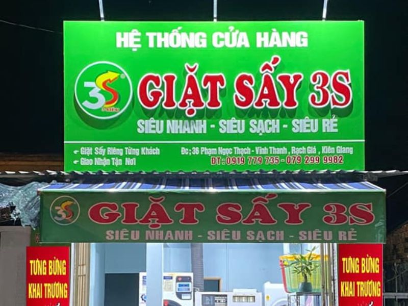 Thi Công Bảng Hiệu Giặt Sấy Đẹp