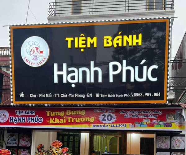 Thi Công Bảng Hiệu Tiệm Bánh Đẹp, Thu Hút Khách