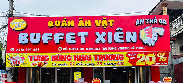 Thi Công Bảng Hiệu Ăn Vặt Chuyên Nghiệp