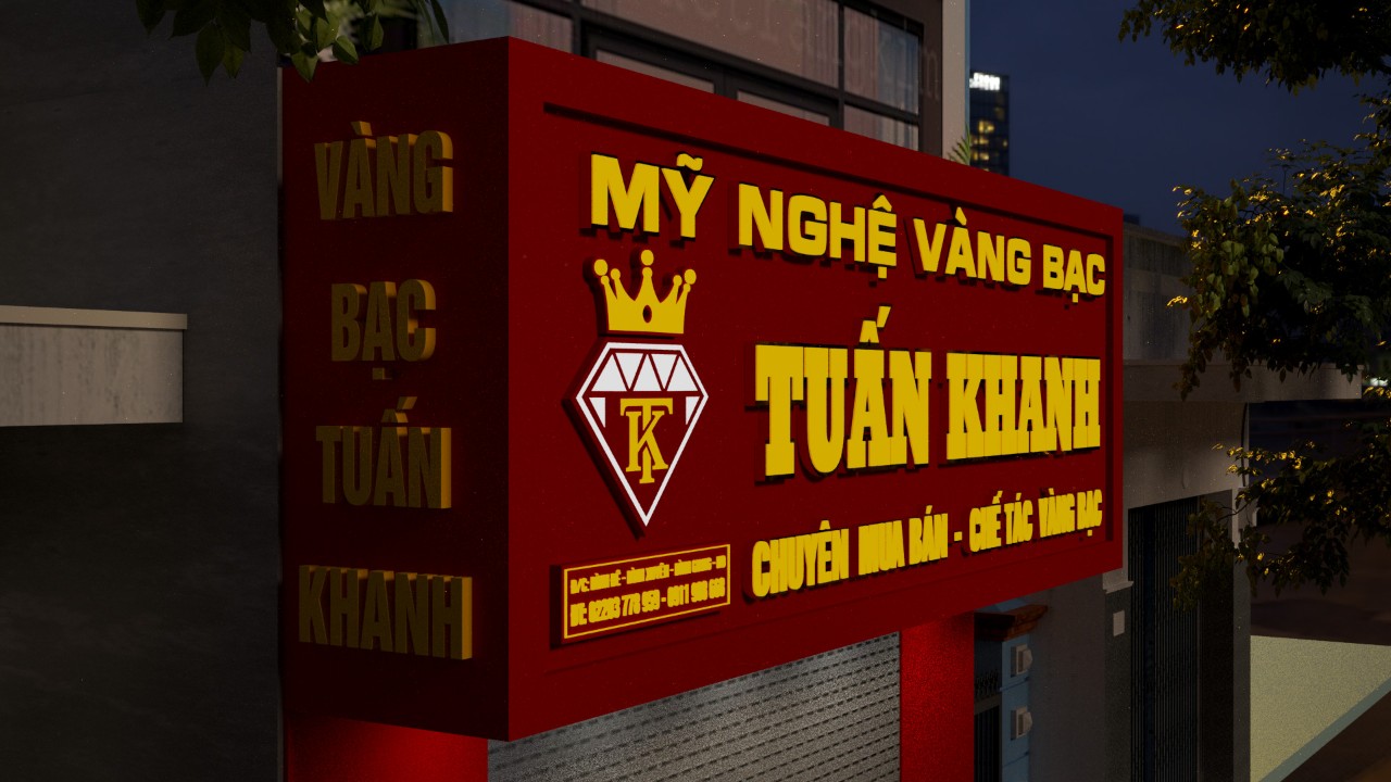 Thi công Bảng Hiệu Tiệm Vàng Đẹp