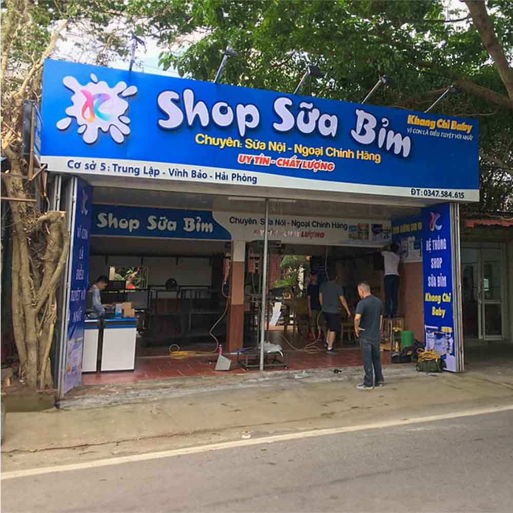 Thi Công Bảng Hiệu Cửa Hàng Sữa Đẹp