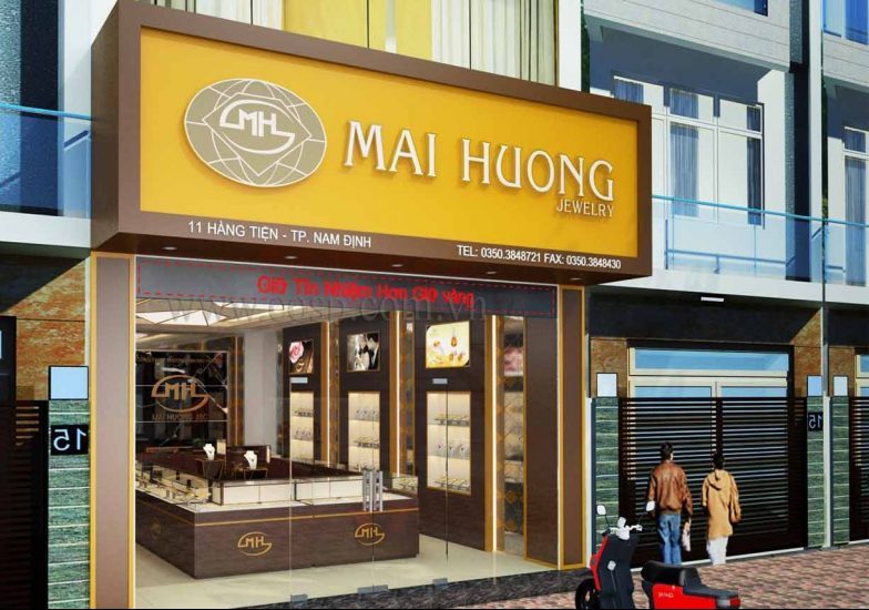 Bảng hiệu màu vàng đồng