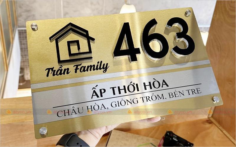Thi công biển số nhà hiện đại