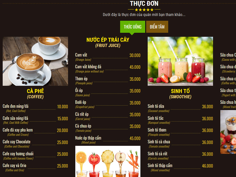 Thiết kế bảng menu LED